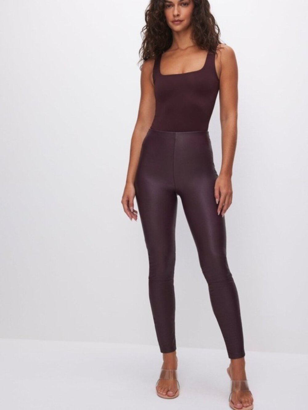 Good American Faux Leather Leggings Brown Neutral Feminine Chic